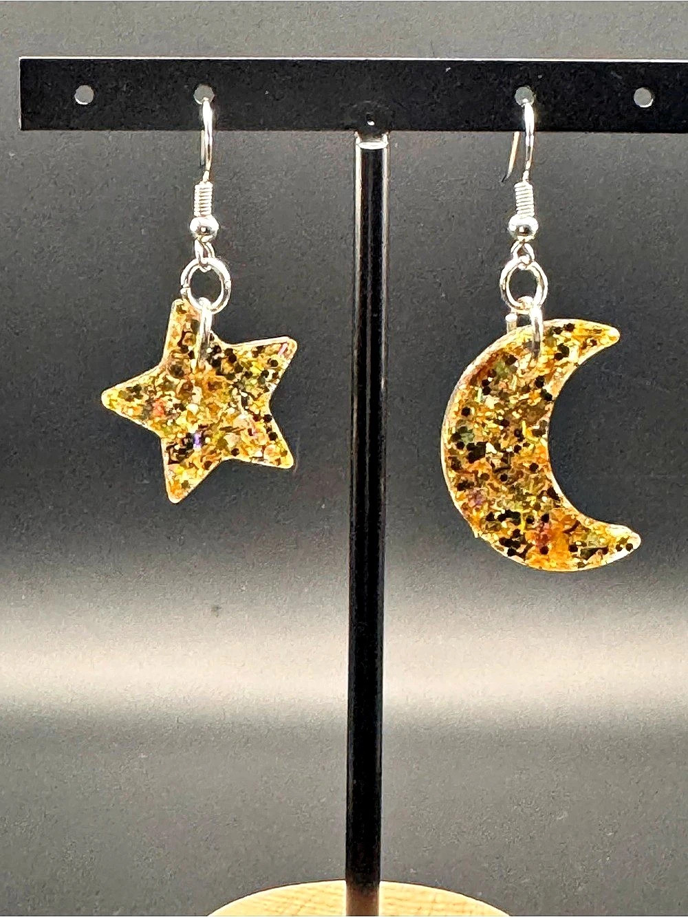 Gold Star & Moon Dangle Earrings